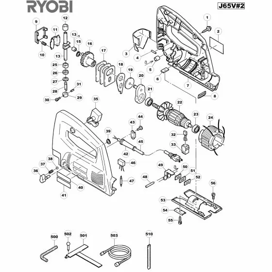 Ryobi J65V Spare Parts List Type: 1000013715